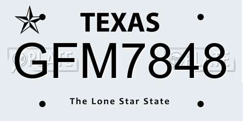 GFM7848 Texas License Plate