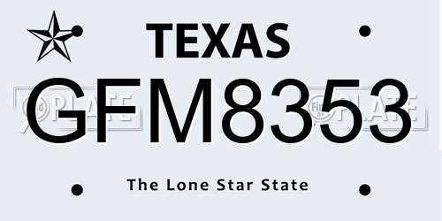 GFM8353 Texas License Plate