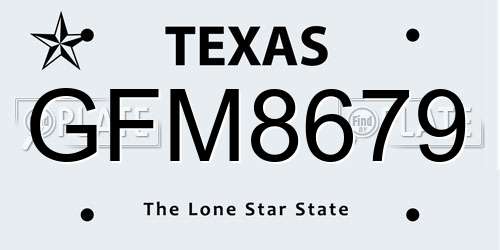 GFM8679 Texas License Plate