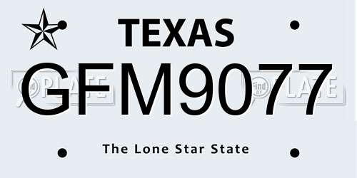 GFM9077 Texas License Plate