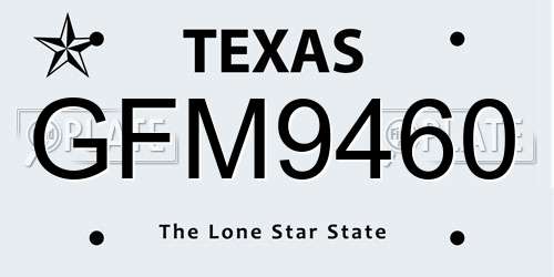 GFM9460 Texas License Plate