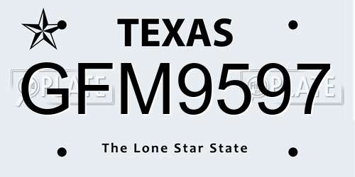 GFM9597 Texas License Plate