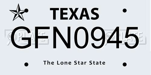 GFN0945 Texas License Plate