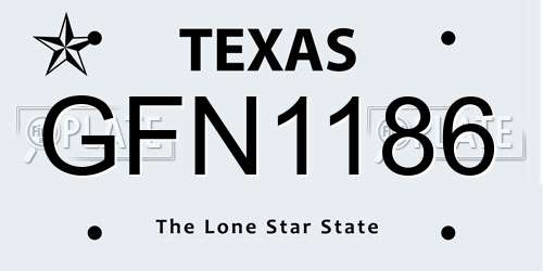 GFN1186 Texas License Plate