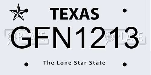 GFN1213 Texas License Plate