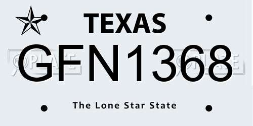 GFN1368 Texas License Plate