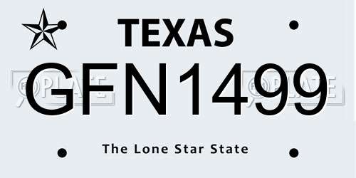 GFN1499 Texas License Plate