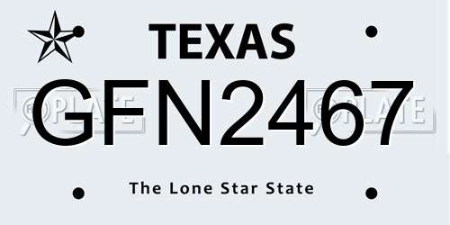 GFN2467 Texas License Plate