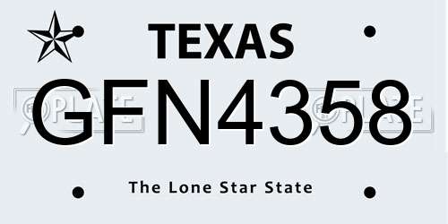 GFN4358 Texas License Plate