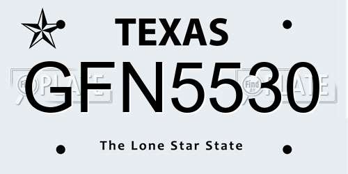 GFN5530 Texas License Plate