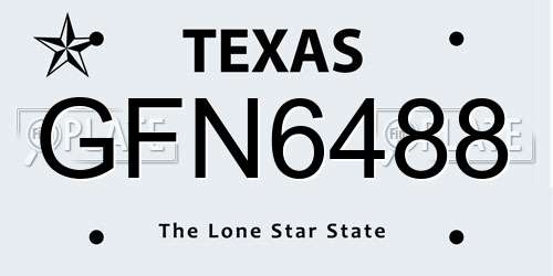 GFN6488 Texas License Plate