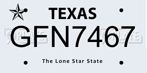 GFN7467 Texas License Plate