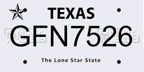 GFN7526 Texas License Plate