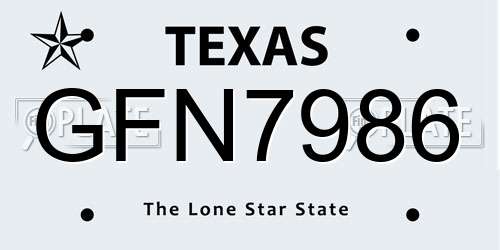GFN7986 Texas License Plate
