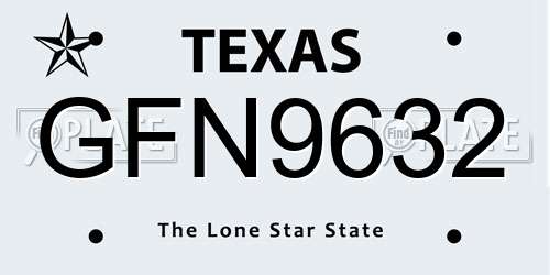GFN9632 Texas License Plate