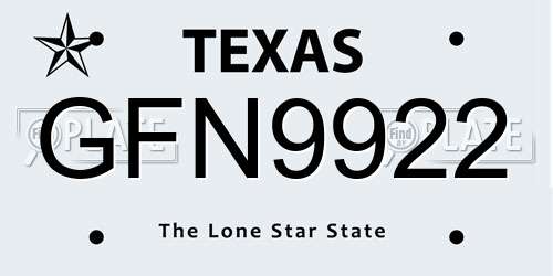 GFN9922 Texas License Plate
