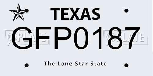 GFP0187 Texas License Plate