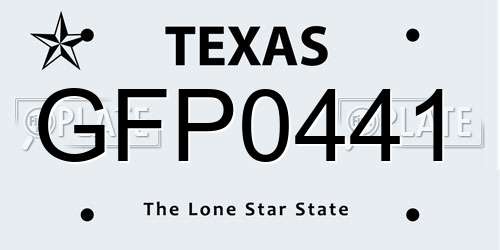 GFP0441 Texas License Plate