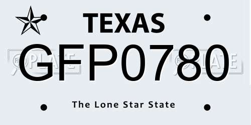 GFP0780 Texas License Plate