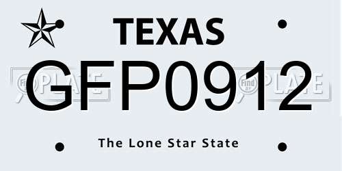 GFP0912 Texas License Plate