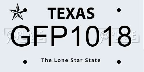 GFP1018 Texas License Plate