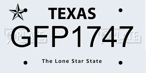 GFP1747 Texas License Plate