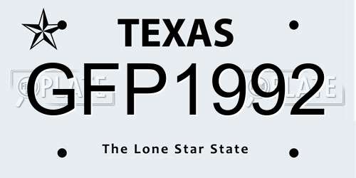GFP1992 Texas License Plate