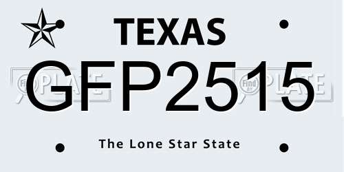 GFP2515 Texas License Plate