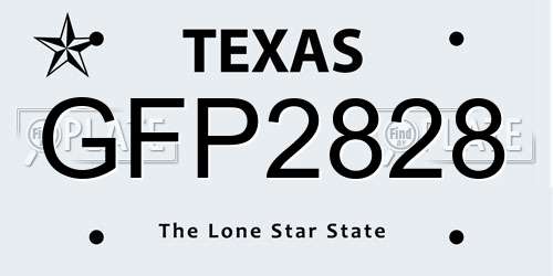GFP2828 Texas License Plate