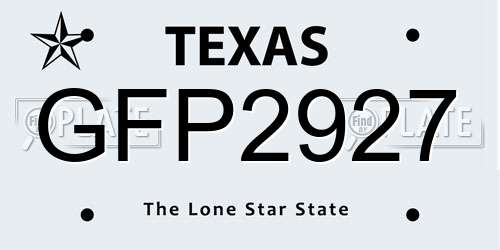 GFP2927 Texas License Plate