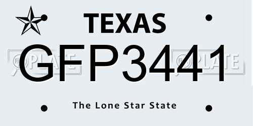 GFP3441 Texas License Plate