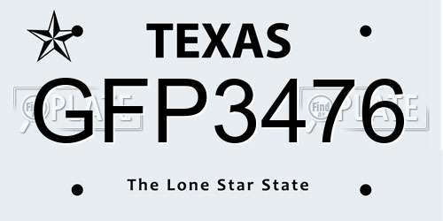GFP3476 Texas License Plate