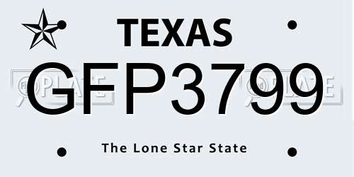 GFP3799 Texas License Plate