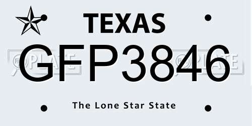 GFP3846 Texas License Plate