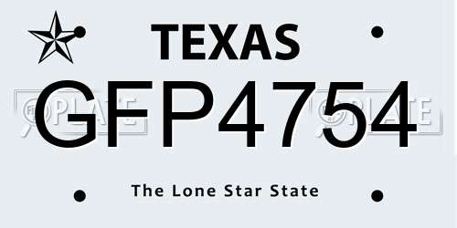GFP4754 Texas License Plate