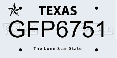 GFP6751 Texas License Plate