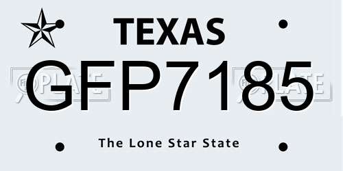 GFP7185 Texas License Plate