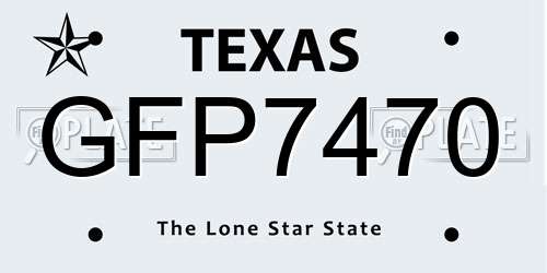 GFP7470 Texas License Plate