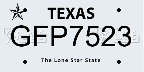 GFP7523 Texas License Plate