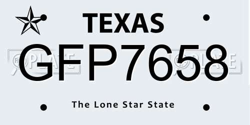GFP7658 Texas License Plate