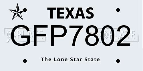 GFP7802 Texas License Plate