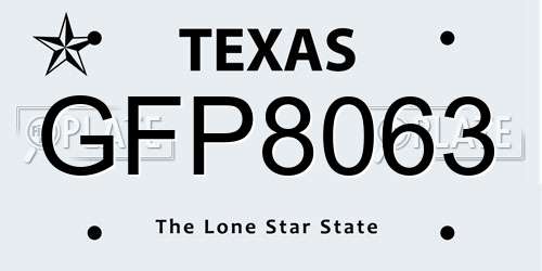 GFP8063 Texas License Plate