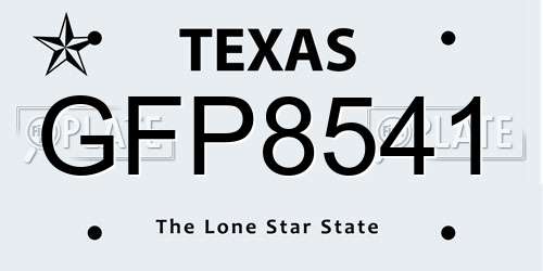 GFP8541 Texas License Plate