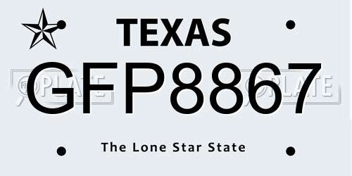 GFP8867 Texas License Plate