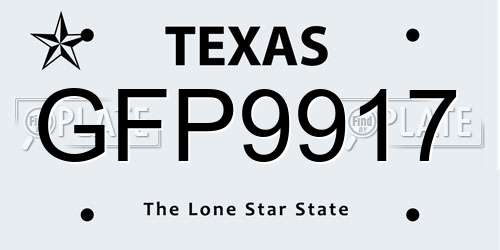 GFP9917 Texas License Plate