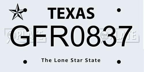 GFR0837 Texas License Plate