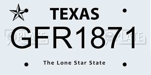 GFR1871 Texas License Plate