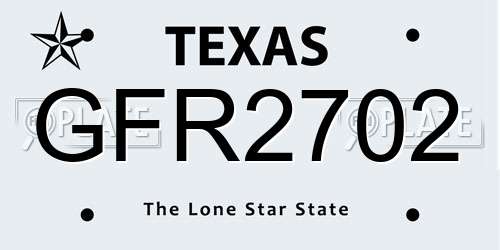 GFR2702 Texas License Plate