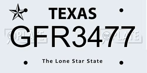 GFR3477 Texas License Plate