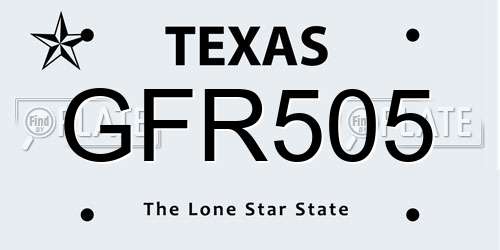 GFR505 Texas License Plate